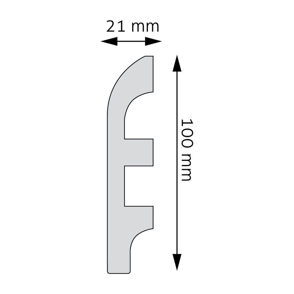 Sockelleiste 100 × 18 mm, silber (RAL 9006)