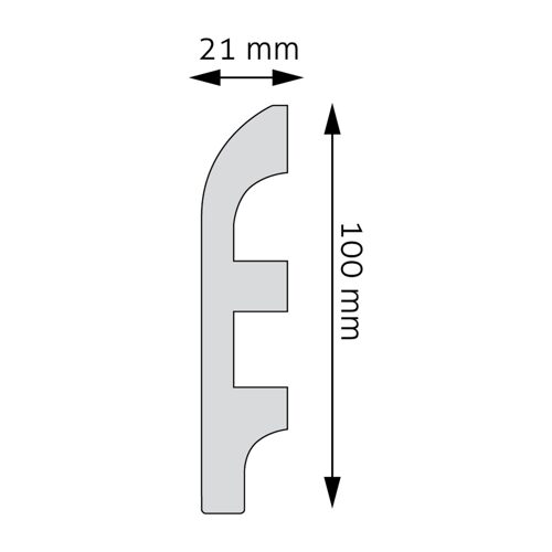 Sockelleiste 100 × 18 mm, silber (RAL 9006)
