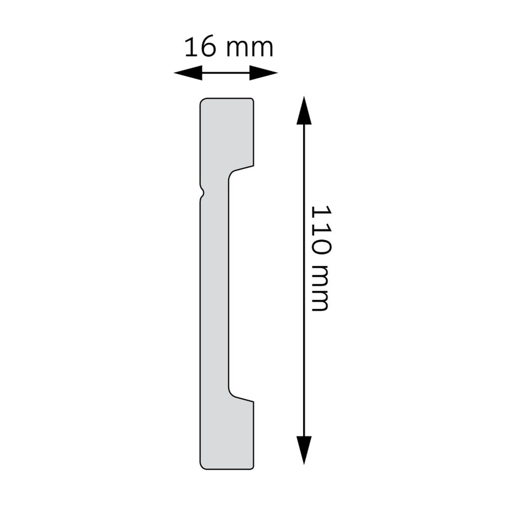 Sockelleiste 110 × 16 mm, silber (RAL 9006)