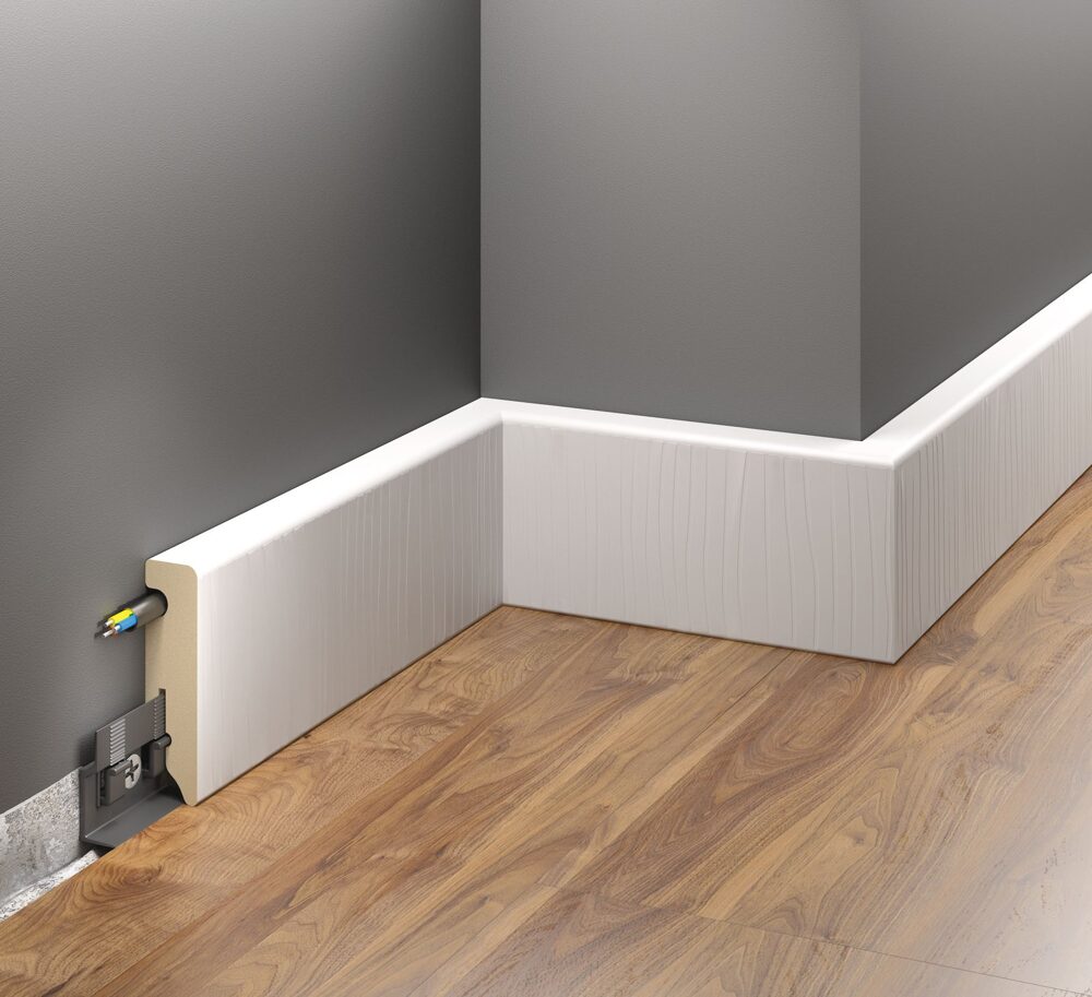 MDF-Sockelleiste 80 mm, weiß foliert · Profil 1231