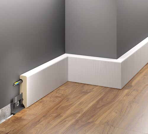MDF-Sockelleiste 80 mm, weiß foliert · Profil 1231