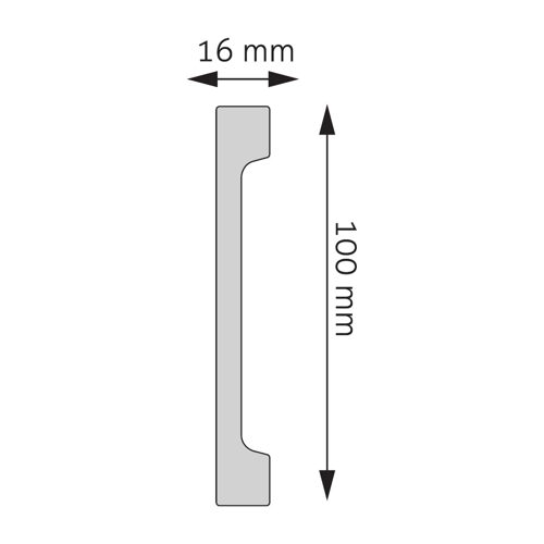 Sockelleiste 100 × 16 mm, silber (RAL 9006)
