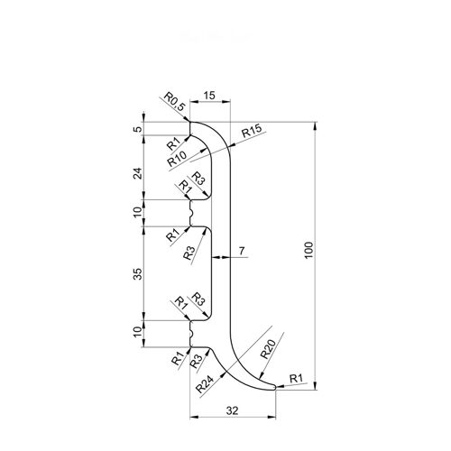 Sockelleiste 100 × 32 mm, weiß lackiert