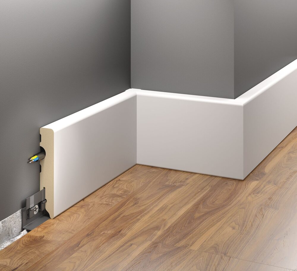 MDF-Sockelleiste 80 mm, weiß foliert · Profil 1232