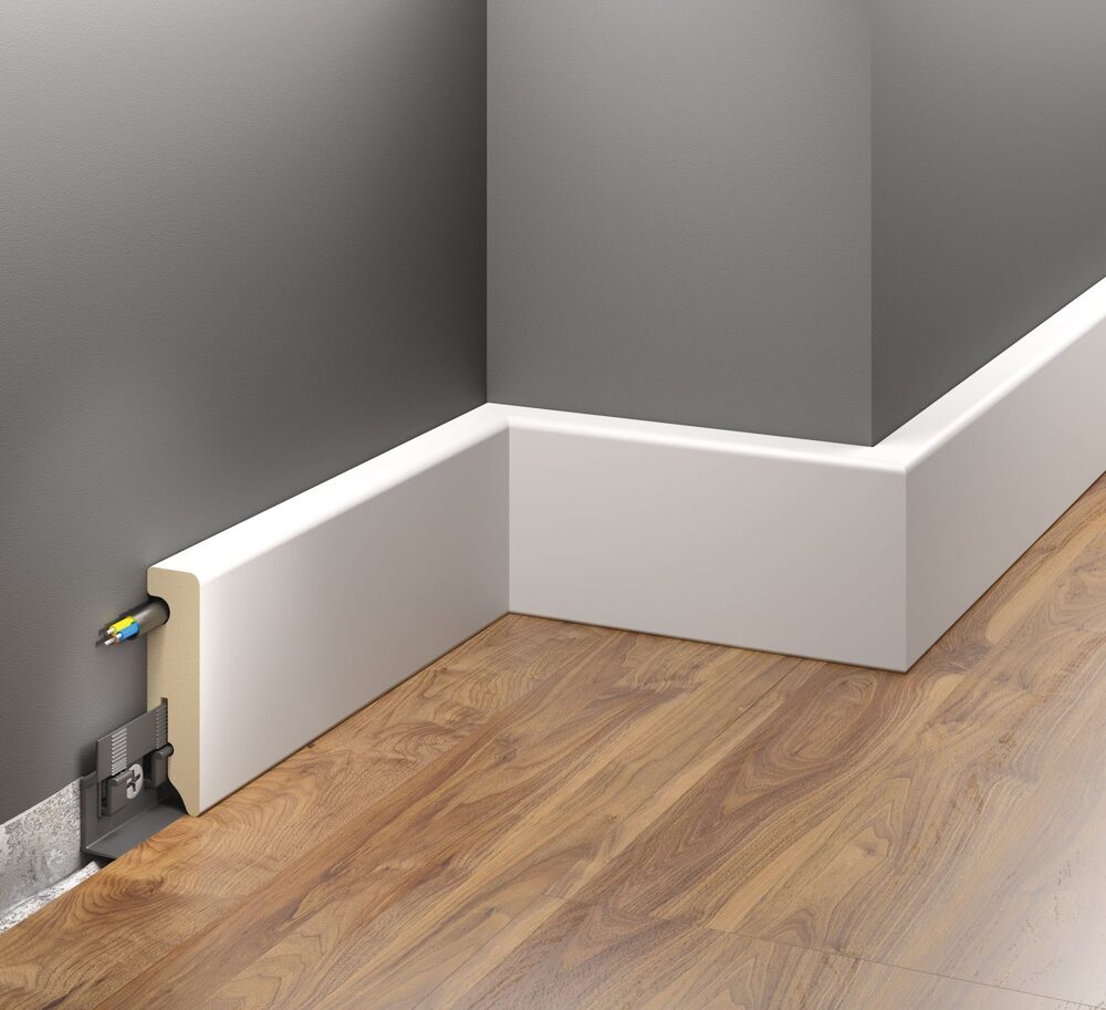 MDF-Sockelleiste 60 mm, weiß foliert