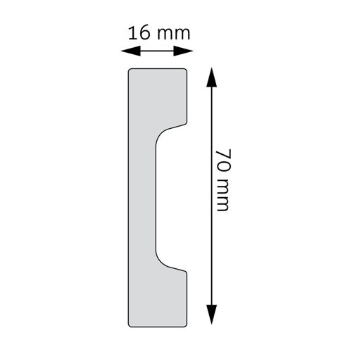 Sockelleiste 70 × 16 mm, Edelstahl-Optik