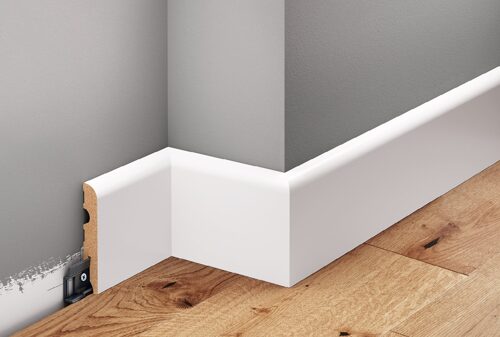 MDF-Sockelleiste 80 mm, weiß lackiert, halbmatt · Profil 1241