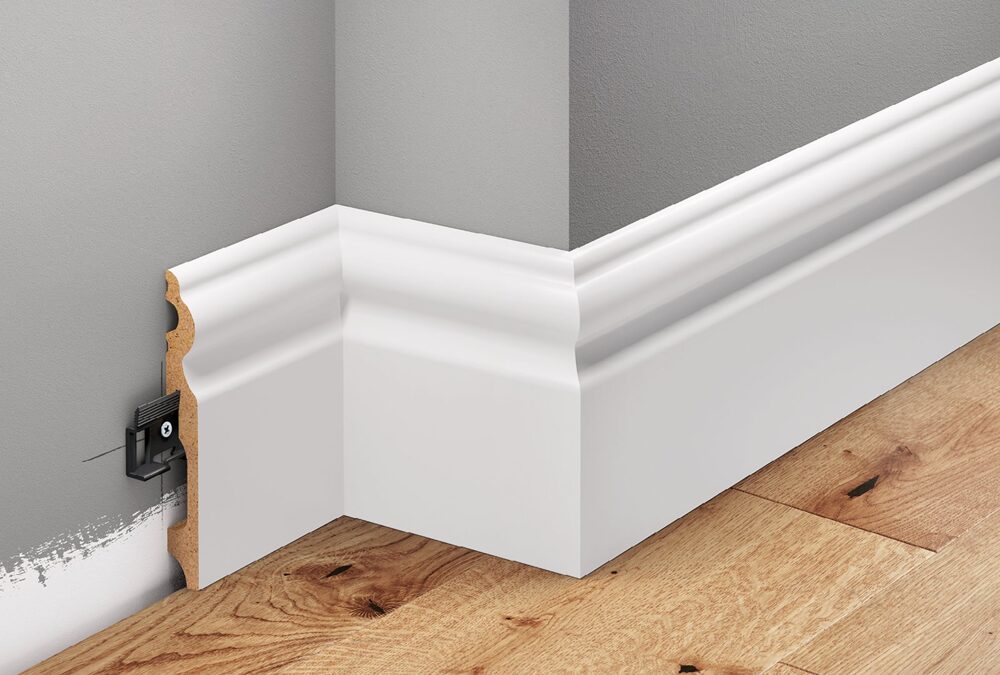 MDF-Sockelleiste 115 mm, weiß lackiert, halbmatt