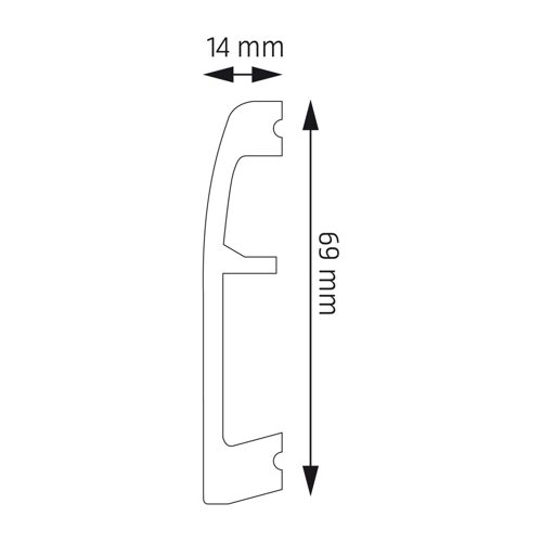 Sockelleiste 69 × 14 mm, Edelstahl-Optik