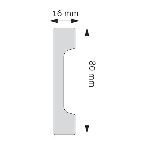 Sockelleiste 80 × 16 mm, silber (RAL 9006)