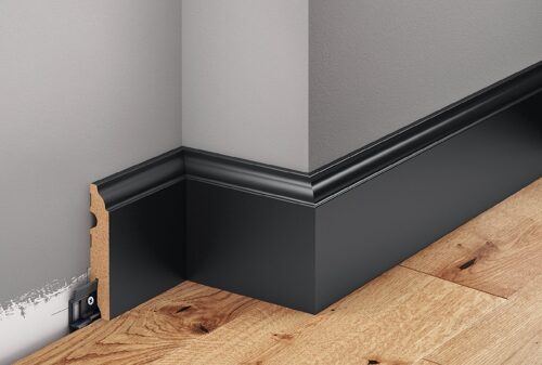 MDF-Sockelleiste 90 mm, weiß lackiert, halbmatt