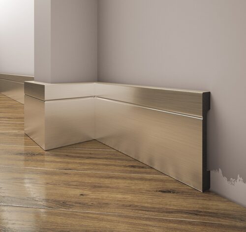 Sockelleiste 110 × 16 mm, Edelstahl-Optik