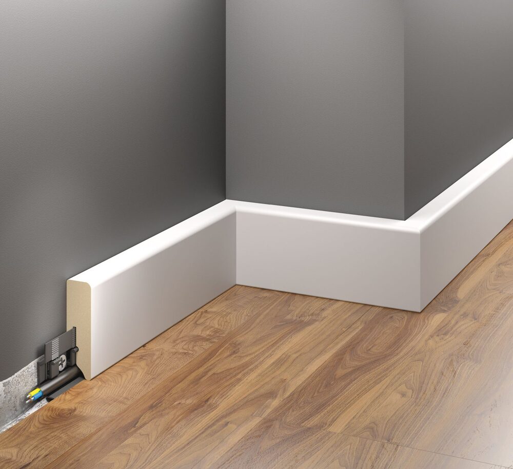 MDF-Sockelleiste 58 mm, weiß foliert