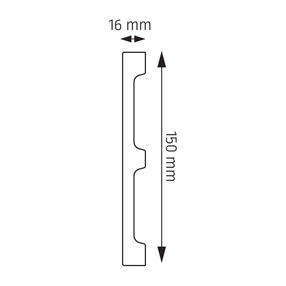 Sockelleiste 150 × 16 mm, weiß lackiert