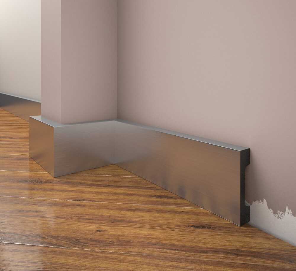Sockelleiste 70 × 16 mm, Aluminium-Optik