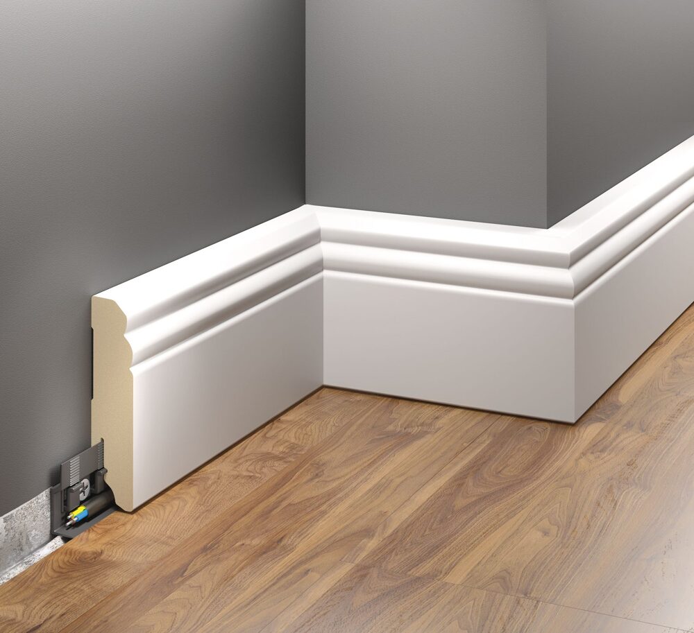 MDF-Sockelleiste 90 mm, weiß foliert