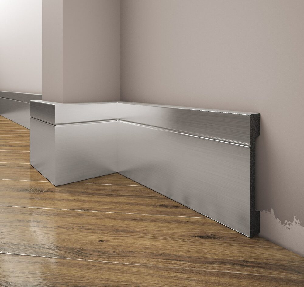Sockelleiste 110 × 16 mm, Aluminium-Optik