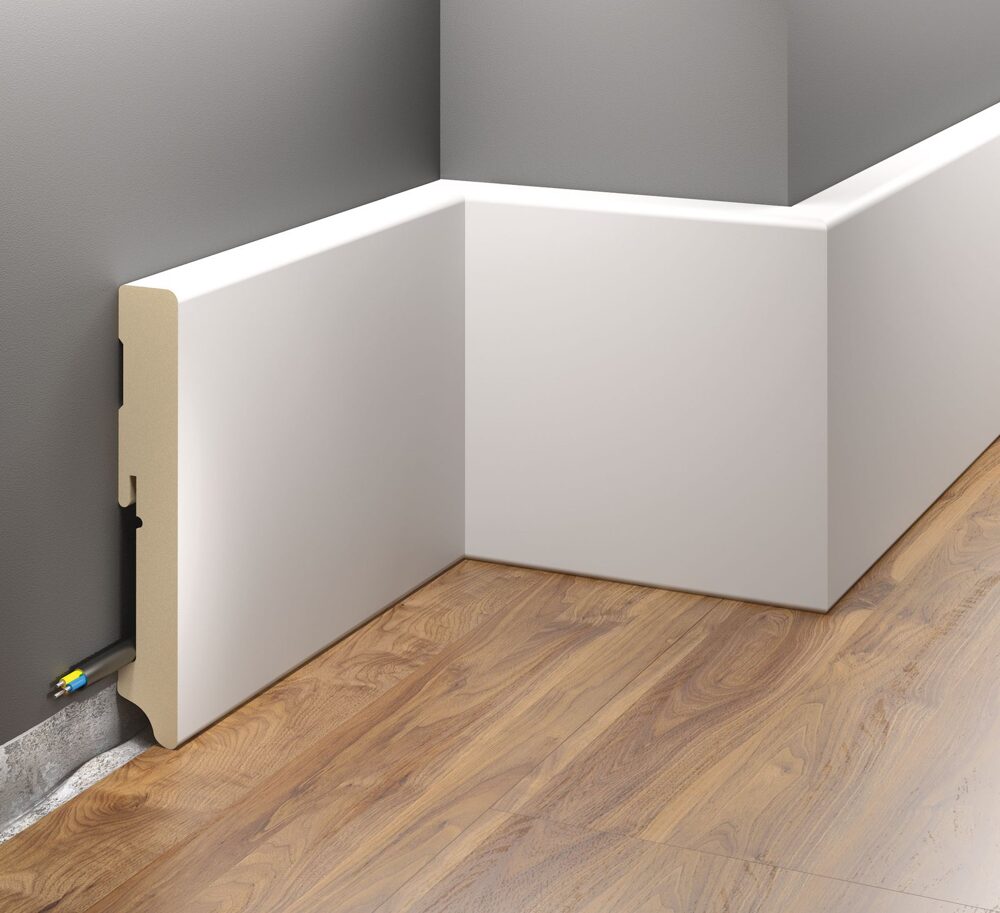 MDF-Sockelleiste 115 mm, weiß foliert